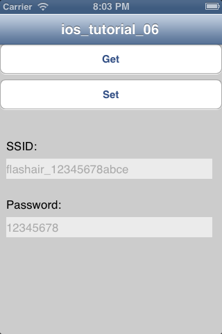 this image shows the Get screen with the password and SSID displayed